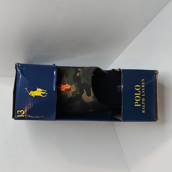 POLO RALPH LAUREN, MEN’S SANDALS, CAMOUFLAGE WITH ORANGE LOGO, SIZE 13 - Picture 9 of 12